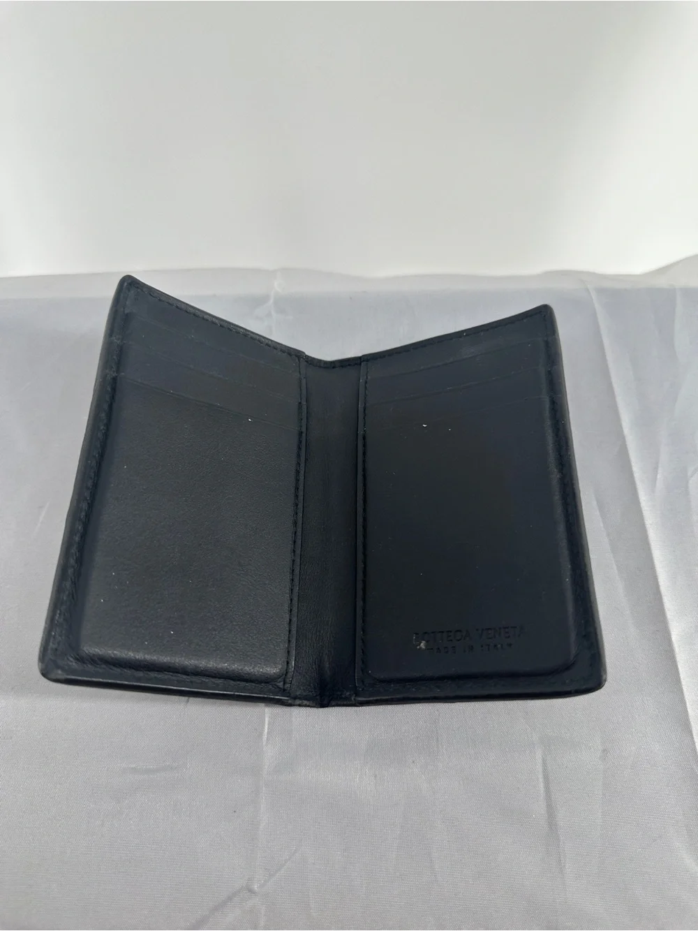 Bottega Veneta Cassette Flap Card Case Wallet Black Leather